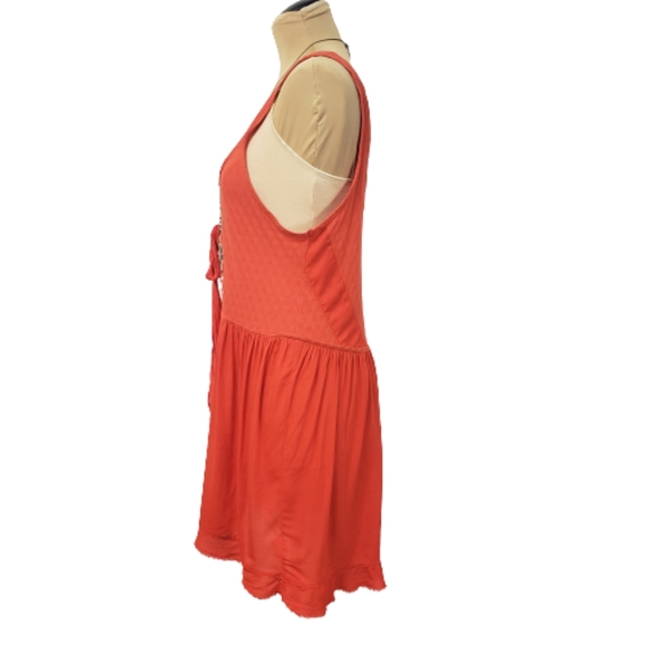 SOLD Free People Orange Beaded Boho Babydoll Tank Top Sz L - Picture 4 of 9